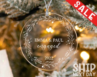 Personalized Engaged Ornament, Christmas Gifts, Custom Couples Name Ornament, Wedding Ornament, Engagement Gift, Christmas Memorial Ornament
