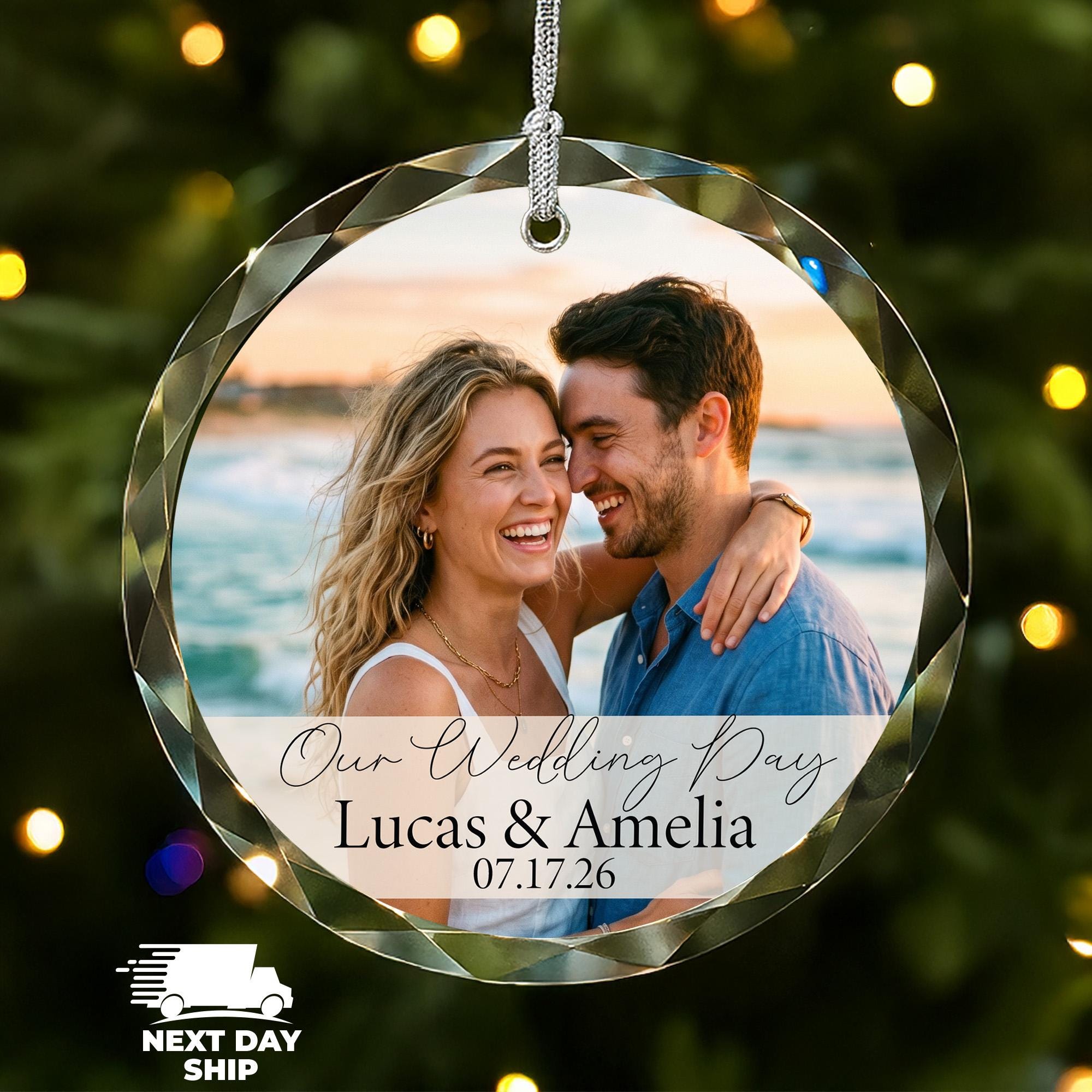 Custom Photo Wedding Ornaments, Personalized Proposal Ornament, Christmas Engaged Ornament, Christmas Couples Ornament, Bridesmaid Ornament
