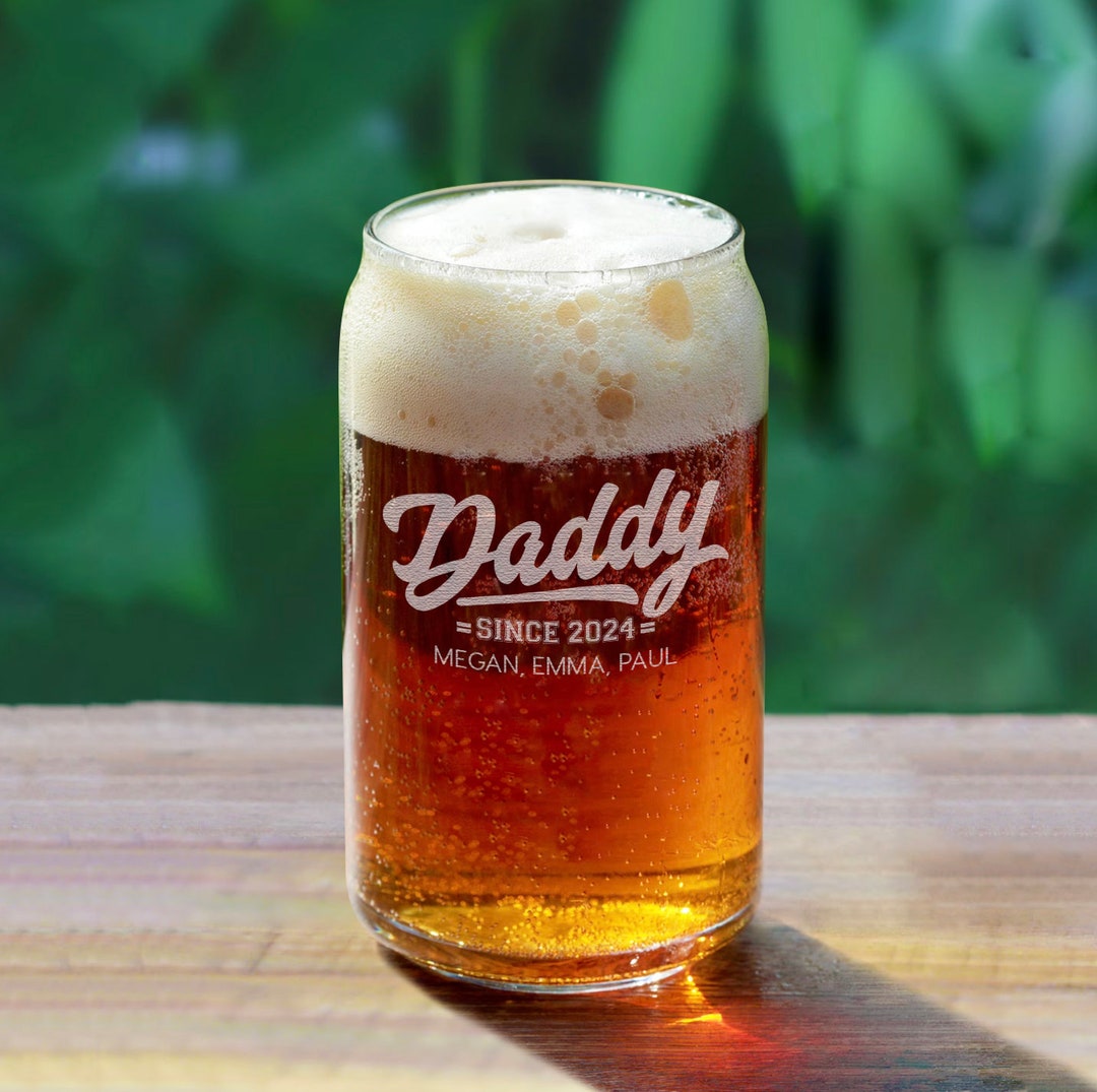 Fathers Day Gift Glass for Daddy, Engraved Glass Beer Can, Gift for Him ...