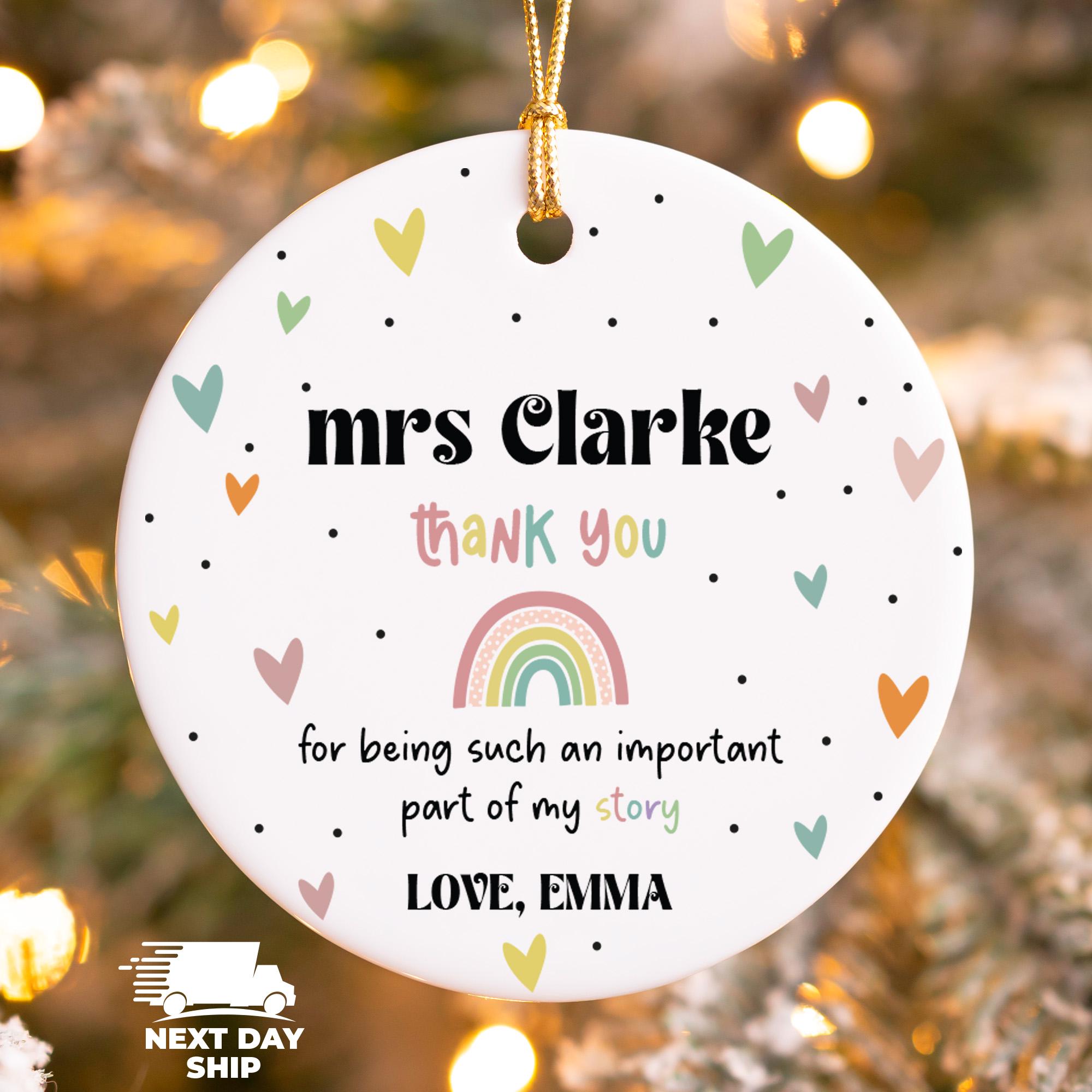 Teacher Appreciation Ornament, Thank you Teacher Ornament, Christmas Teacher Keepsake, Custom Teacher Decor, Teacher Name Ornament Mr or Mrs