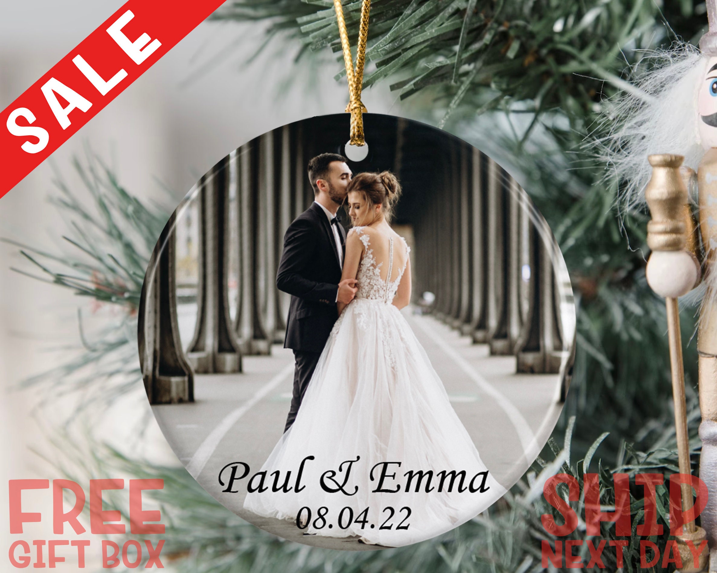 Personalized Wedding İnvitation Ornament, Christmas Photo Name Ornament, Bridesmaid Ornament, Custom Wedding Shower Gift, Proposal Ornament