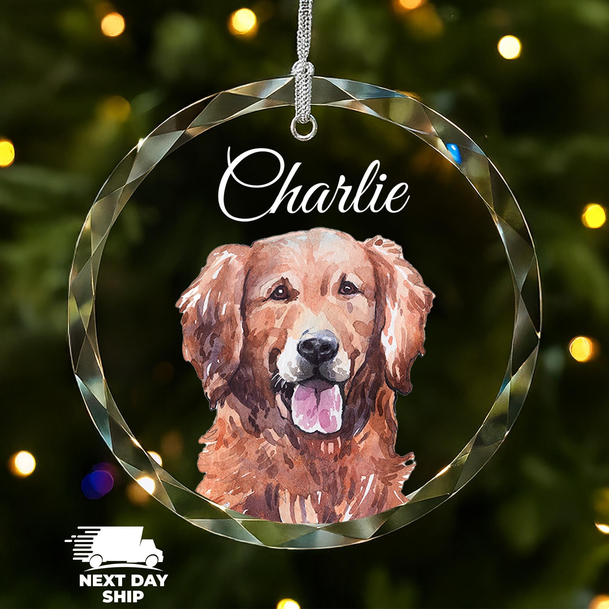 Customized Pet Ornament, Personalized Acrylic Dog Ornament, Dog Picture Ornament, Pet Owner Gift, Dog Name Ornament, Pet Portrait Ornament