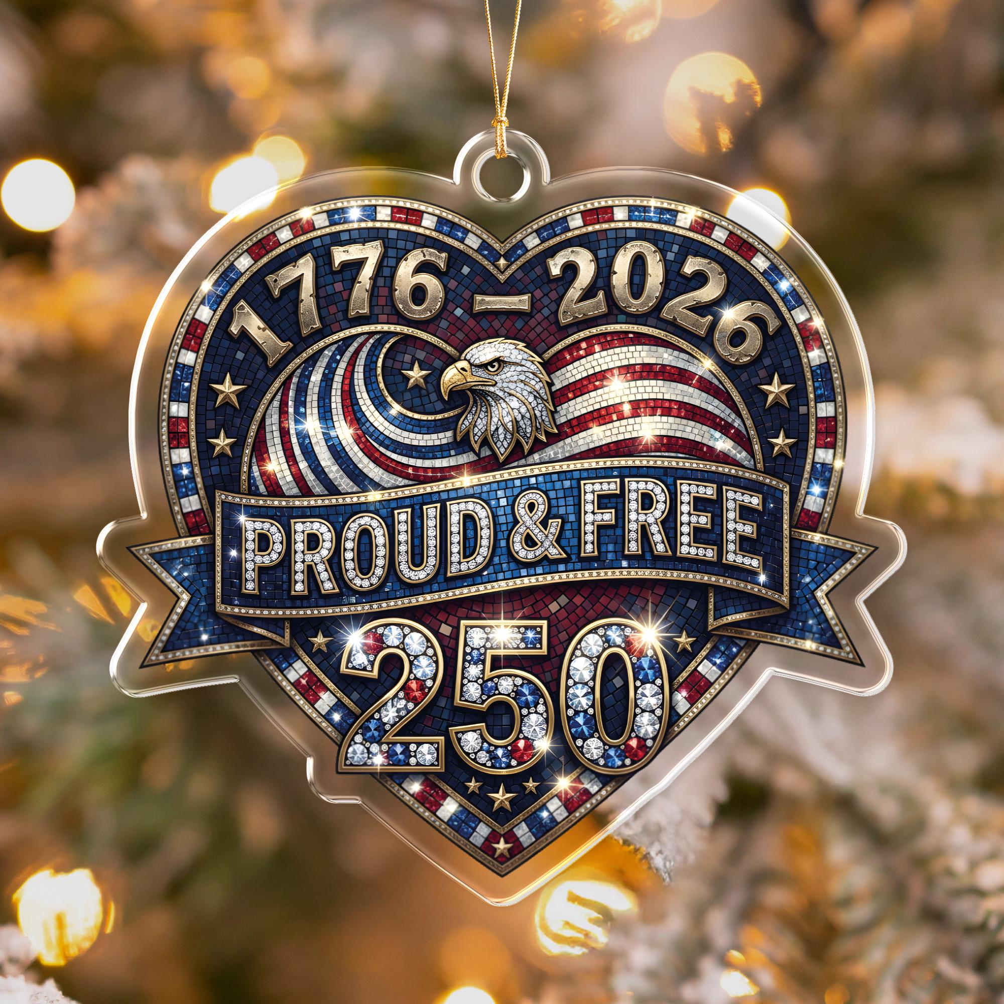 America 250 Acrylic Ornament, 1776-2026 Patriotic Christmas Ornament, USA 250 Tree Decoration, Fourth of July Keepsake, Gift for Patriots