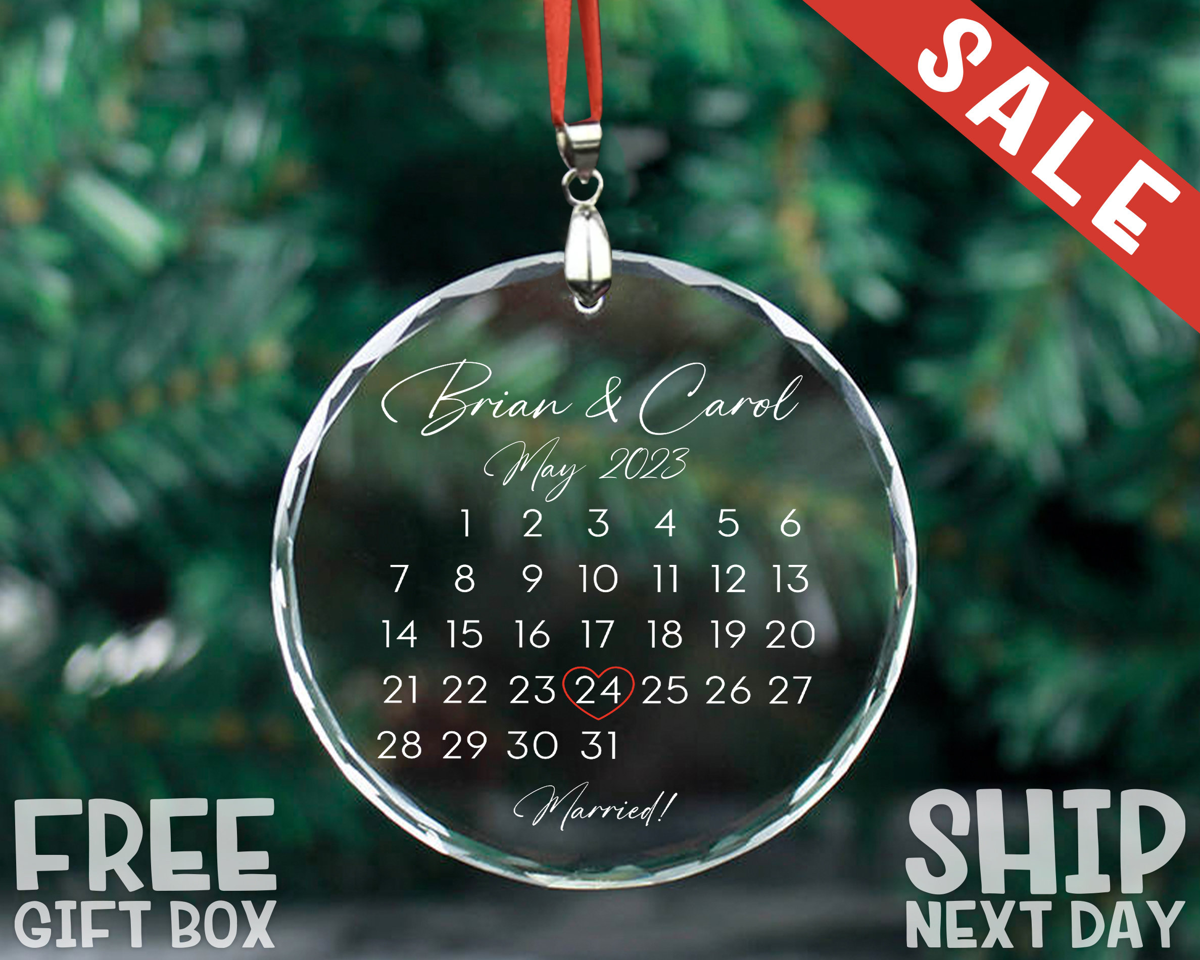 Christmas Newly Wed Ornament, Personalized Name Ornament, Custom 2022 Ornament, Christmas Wedding Ornament, Christmas Married Ornament
