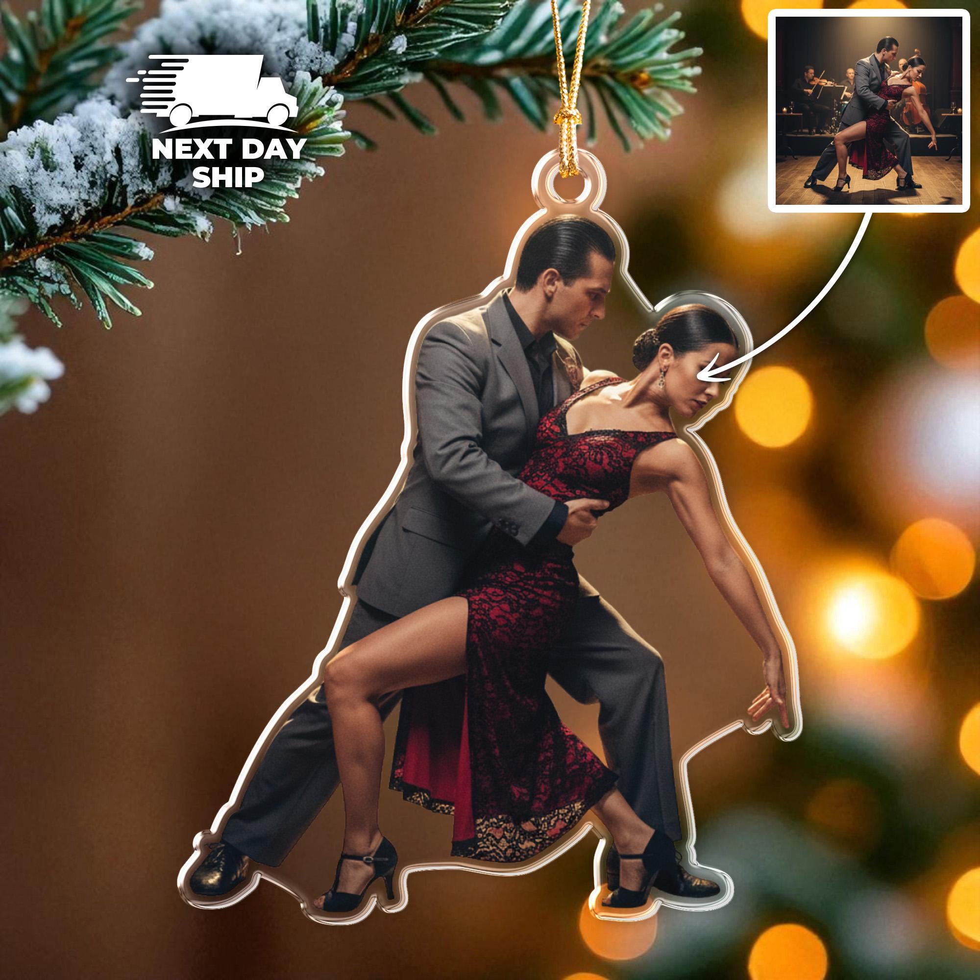 Custom Dancing Couple Ornament, Personalized Tango Dancing Ornament, Ballroom Dance Ornament, Salsa Dance Ornament, Gift For Dancing Partner