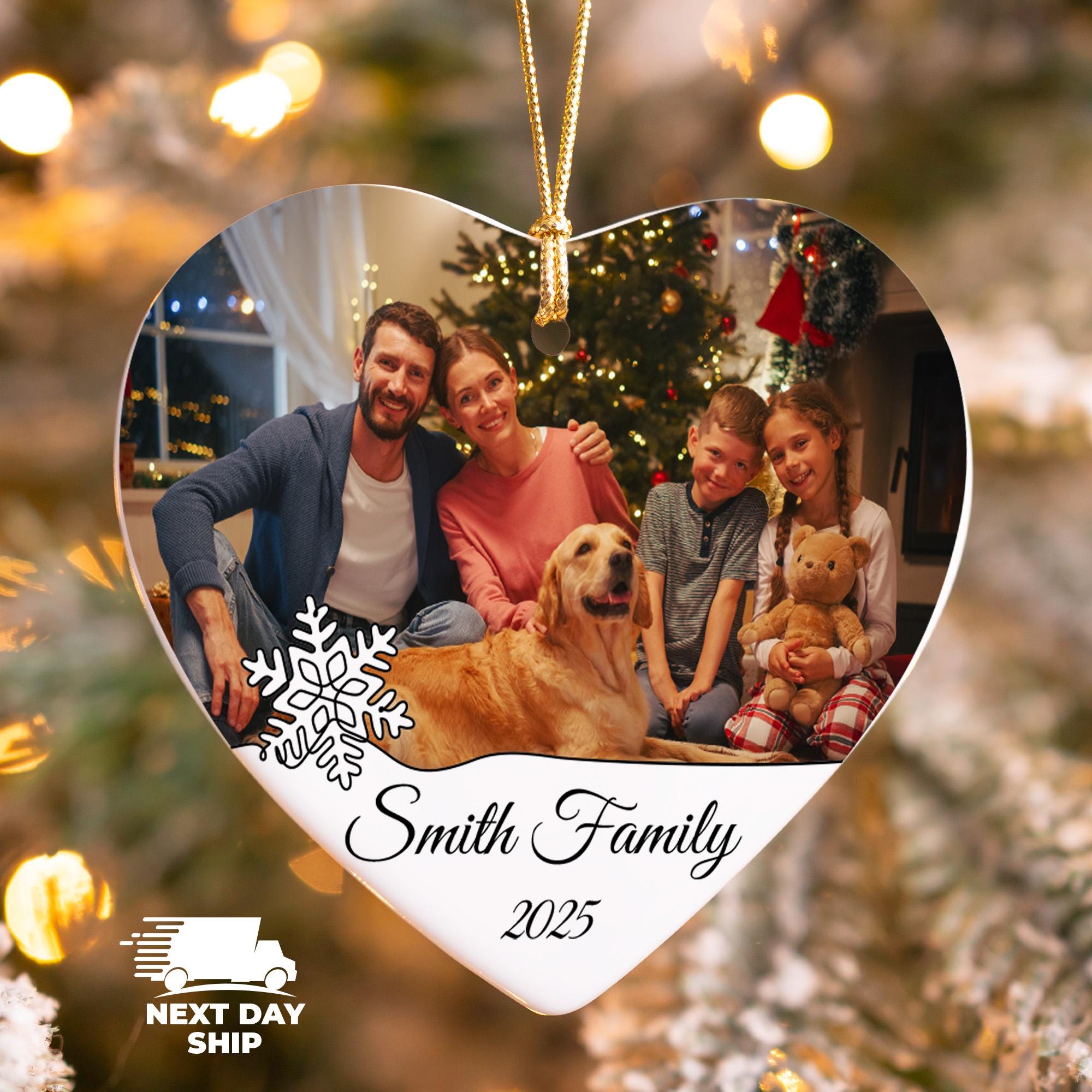 Custom Family Photo Heart Ornament, Personalized Christmas Keepsake, Unique Family Memory Gift for 2025, First Christmas Together Ornament