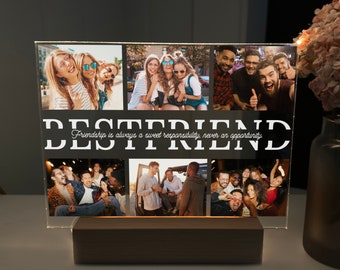 Best Friend Picture Frame, Gift For Best Friends, Custom Collage Picture Plaque, Gift For Her, Friendship Gift, Personalized Text Plaque