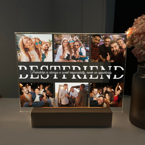 Beste vriend fotolijst, cadeau voor beste vrienden, aangepaste collage foto plaquette, cadeau voor haar, vriendschap cadeau, gepersonaliseerde tekst plaquette