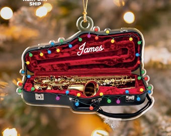 Personalized Saxophone Ornament, Saxophone Shaped Ornament, Music Instrument Christmas Decoration, Gift For Musicians, Gift For Saxophonist
