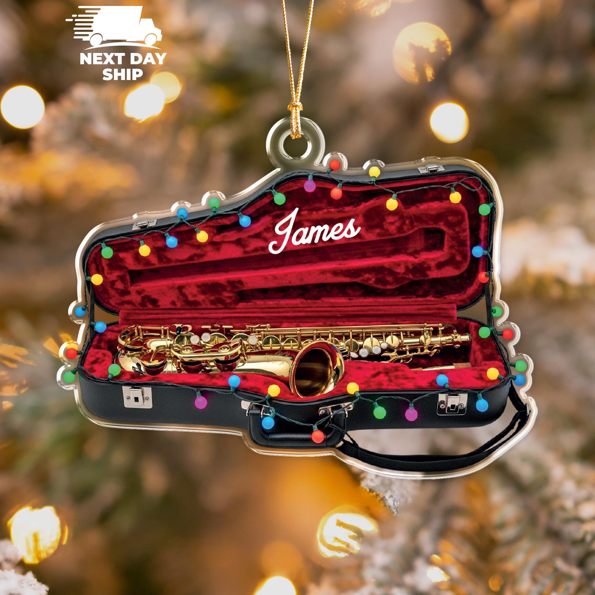 Personalized Saxophone Ornament, Saxophone Shaped Ornament, Music Instrument Christmas Decoration, Gift For Musicians, Gift For Saxophonist
