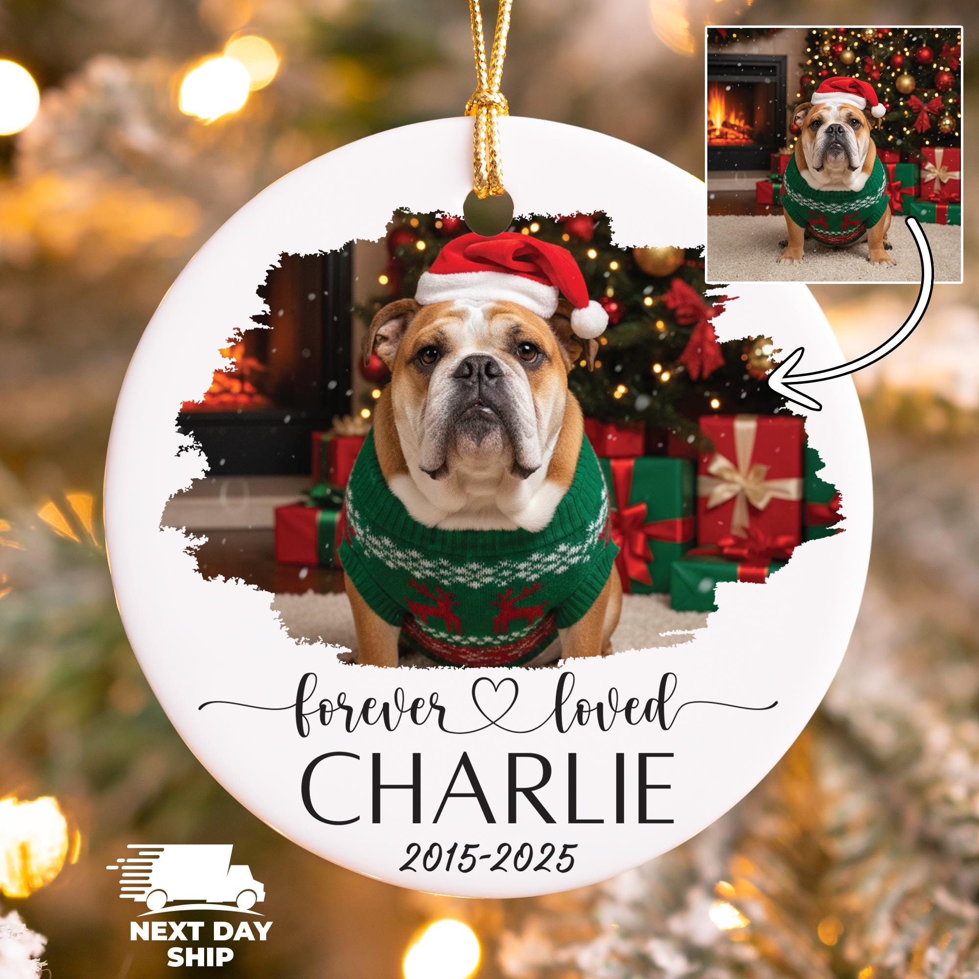 Forever Loved Pet Memorial Ornament, Dog Loss Keepsake, Custom Cat Loss Ornament, Pet Owner Grief Gift, Sentimental Christmas Ornament