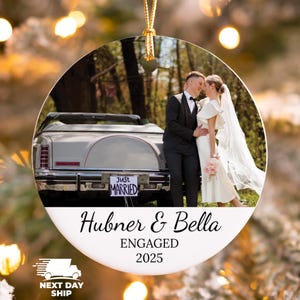 Personalized Engaged Ornament, 2025 Engagement Photo Ornament, Custom Couple Picture Ornament, Married Ornament, Wedding Keepsake Ornament