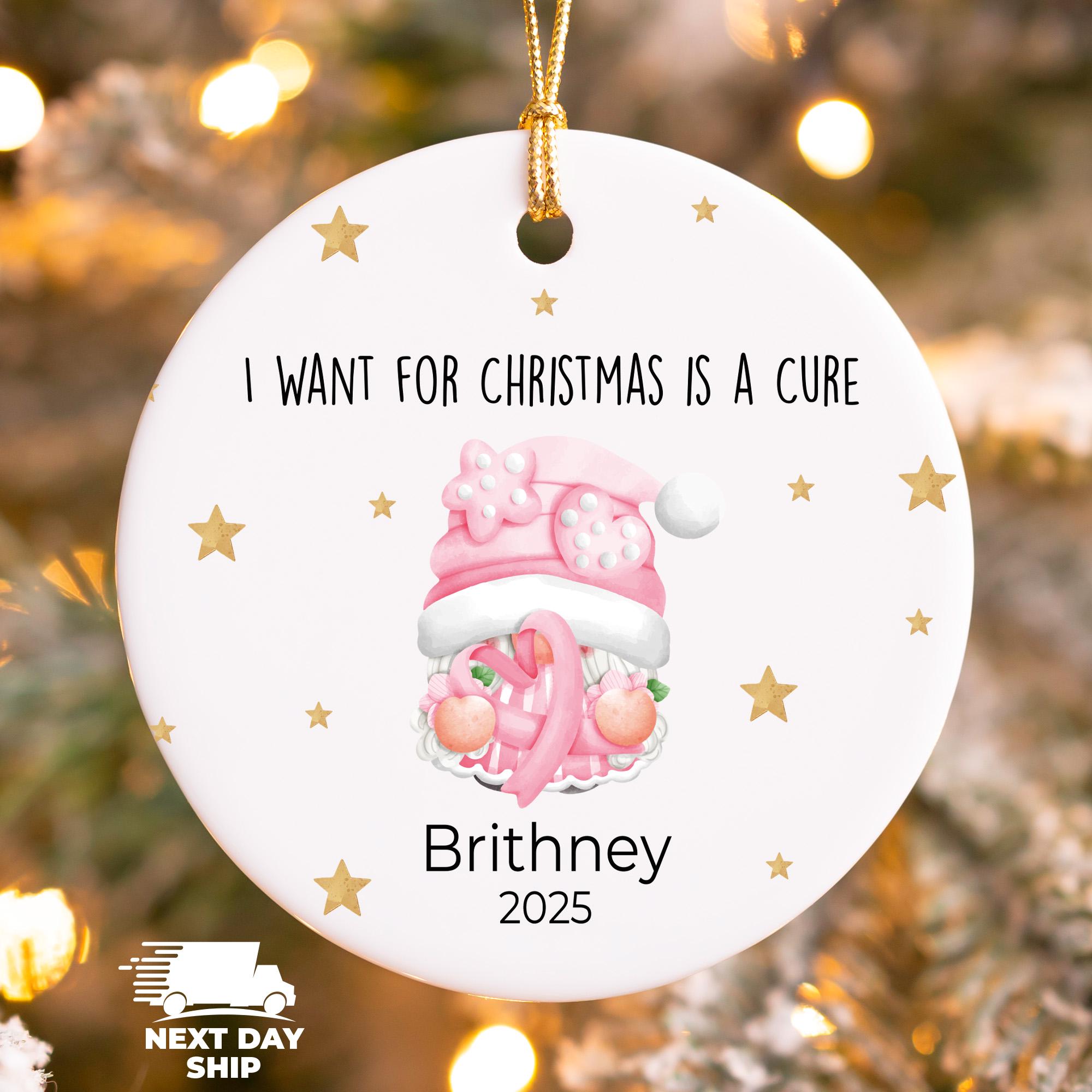Personalized Cancer Ornament with Name, Custom Cancer Fighter Ornament, Team Cancer Supporter Gift, Breast Cancer Awareness Keepsake