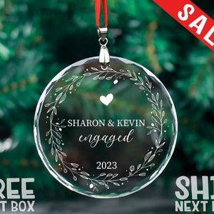 Personalized Engaged Ornament, Christmas Custom Glass Ornaments, Christmas Couples Ornament, Christmas Married Ornament, Wedding Ornament