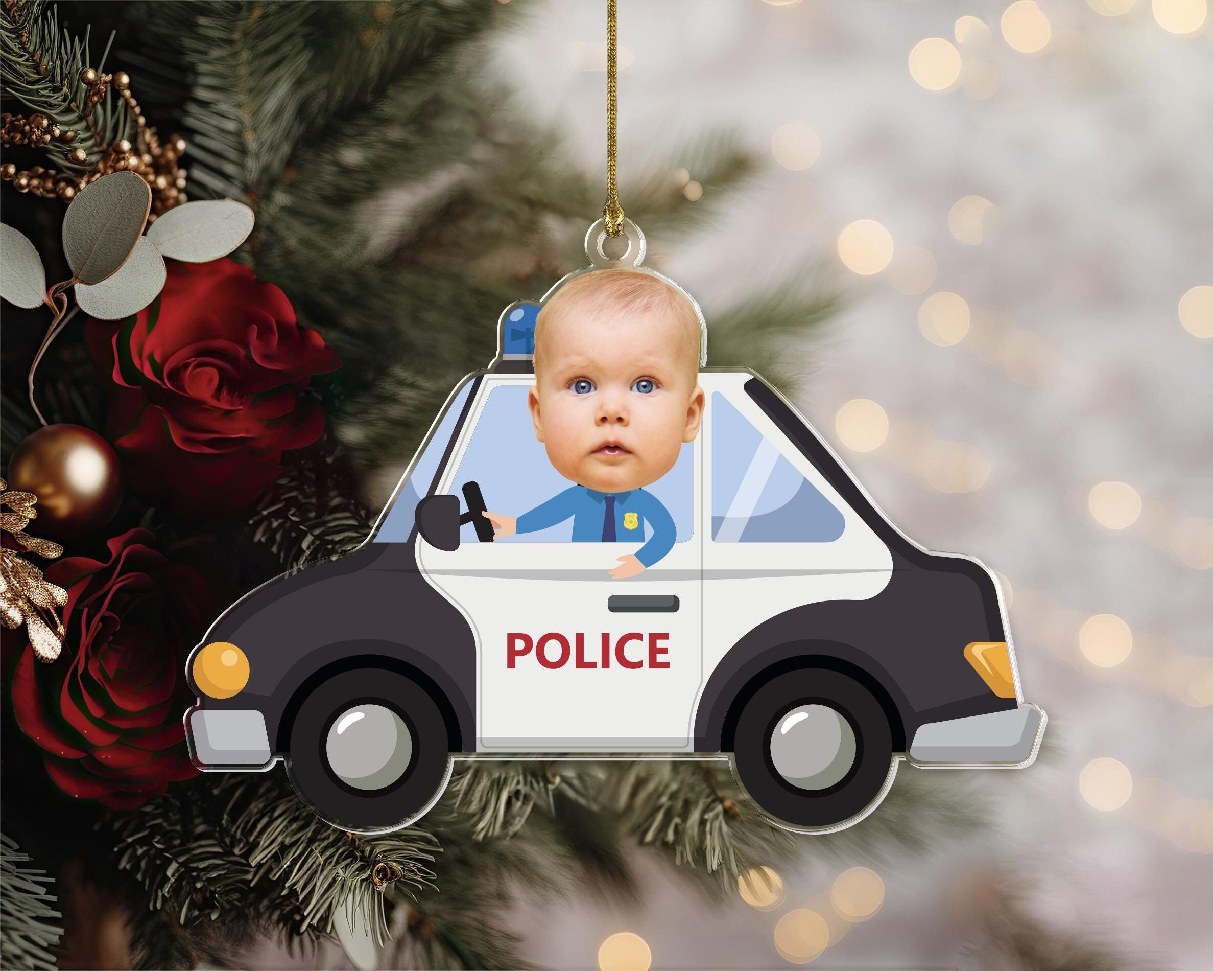 Custom Baby Photo Policeman Ornament, Personalized Baby Face Ornament, Police Officer Ornament For Newborn, Funny Christmas, Christmas Gift