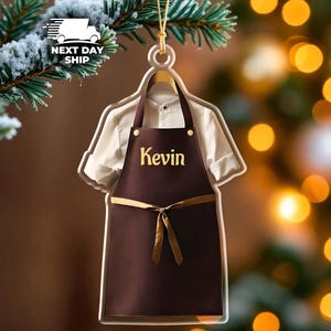 Personalized Chef Ornament, Custom Apron Ornament, Cute Kitchen Ornament, Barista Ornament, Server Ornament, Baker Ornament, Cook Ornament