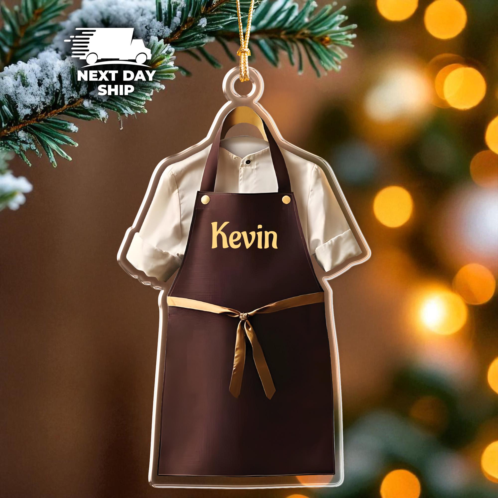 Personalized Chef Ornament, Custom Apron Ornament, Cute Kitchen Ornament, Barista Ornament, Server Ornament, Baker Ornament, Cook Ornament