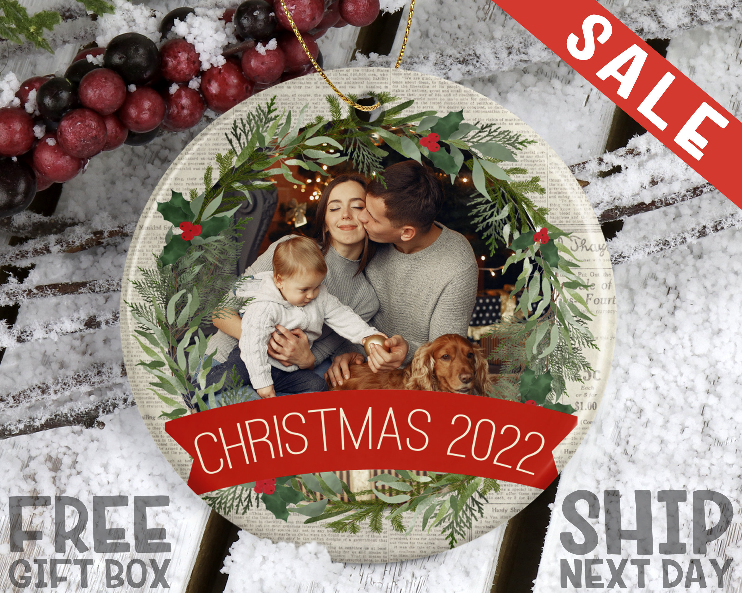 Personalized Family Picture Ornament, Christmas Ornaments, Christmas Gifts, Custom Photo Ornament, Memorial Ornament, Couples Ornament