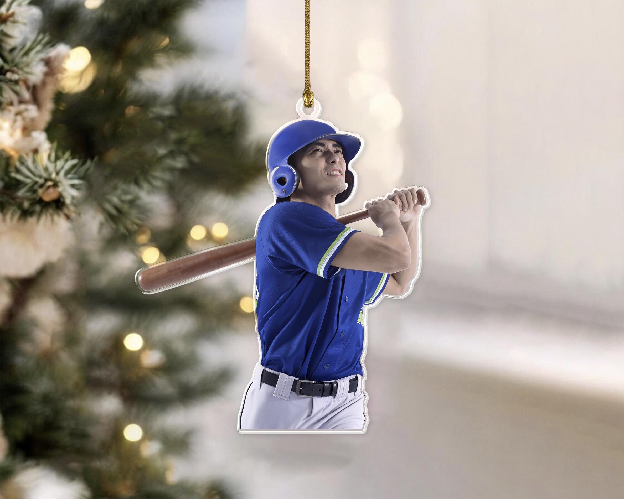Custom Photo Baseball Player Ornament, Baseball Keepsake, Christmas Ornament, Gift For Baseball Lover, Baseball Team Gift, Sports Ornament