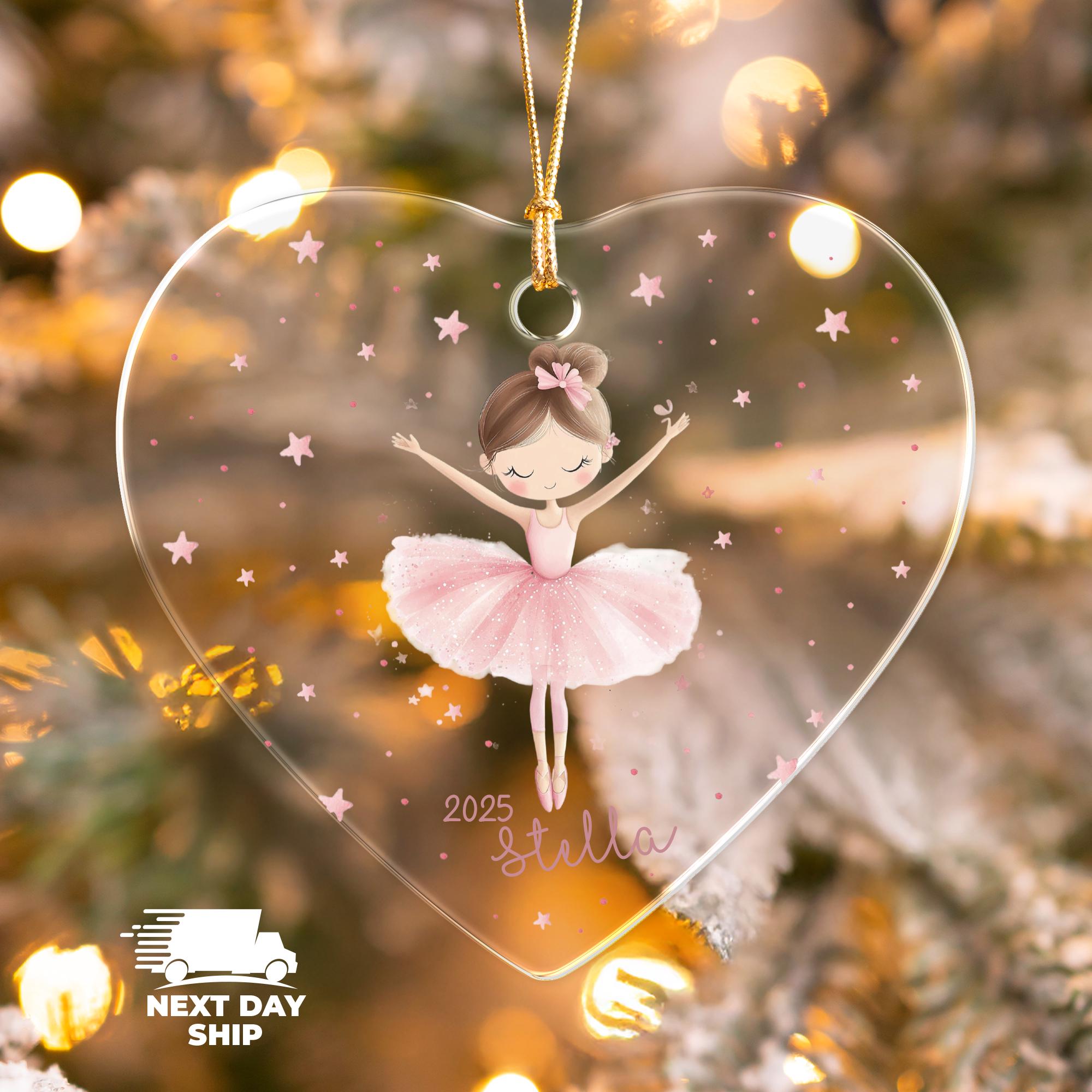 Personalized Ballerina Ornament, Custom Pink Gift Ornament, Cute Girl Christmas Keepsake, Kids Name and Year Holiday Decoration 2026
