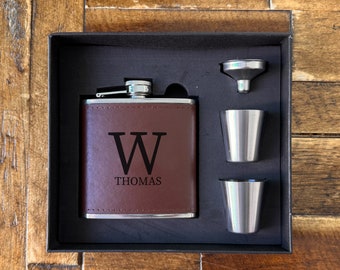 Custom Flask Set for Men, Personalized Fathers Day Gifts, Groomsmen Proposal Gifts, Bachelor Party Favors, Gift for Him, 8oz Stainless Flask