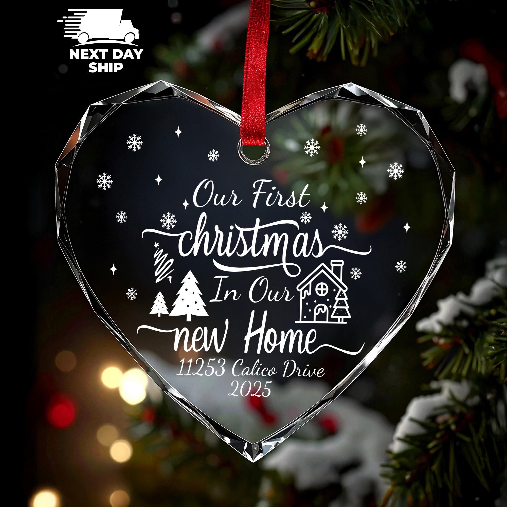 Custom First Christmas Ornament, New Home Ornament, Personalized Address Ornament, New Couple Gift, Newlywed Ornament, Ceramic Glass Acrylic