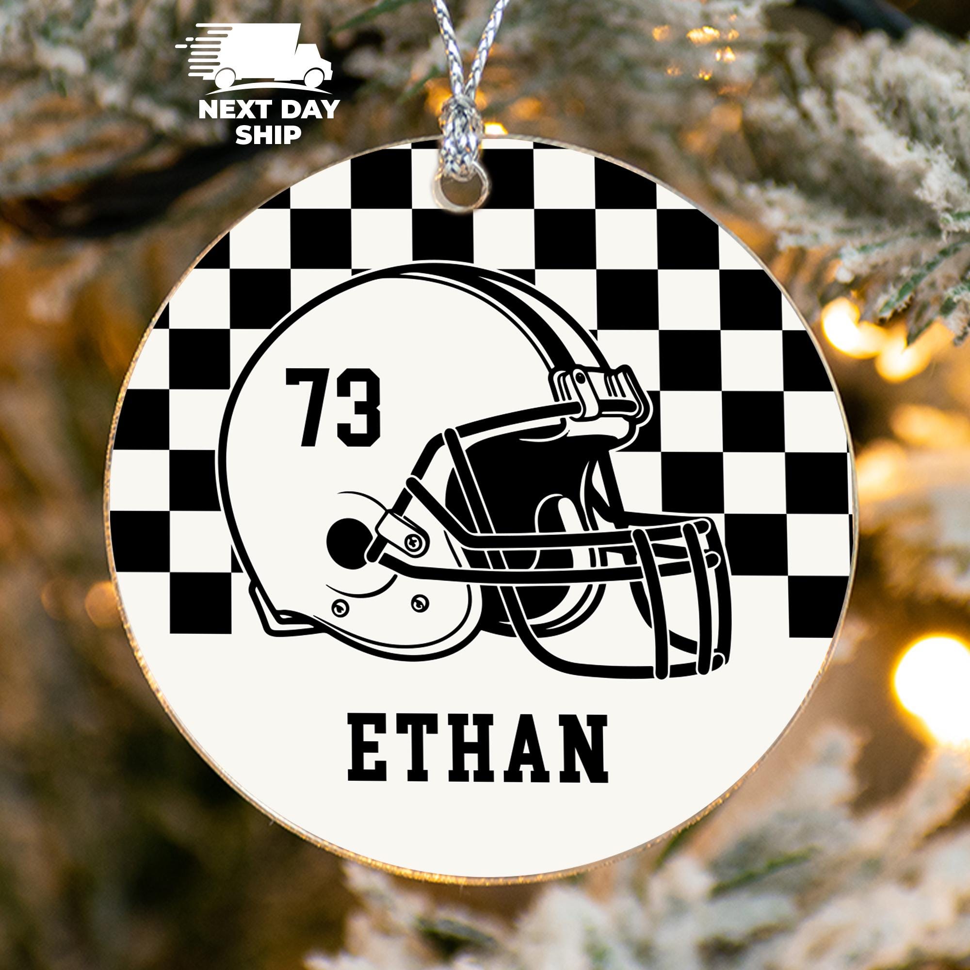 Personalized Football Helmet Ornament, Custom Football Player Name and His Number Ornament, Gift For Football Team, Sport Ornament