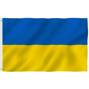 May include: A blue and yellow flag, the colors are arranged in horizontal stripes, with blue on top and yellow on the bottom.