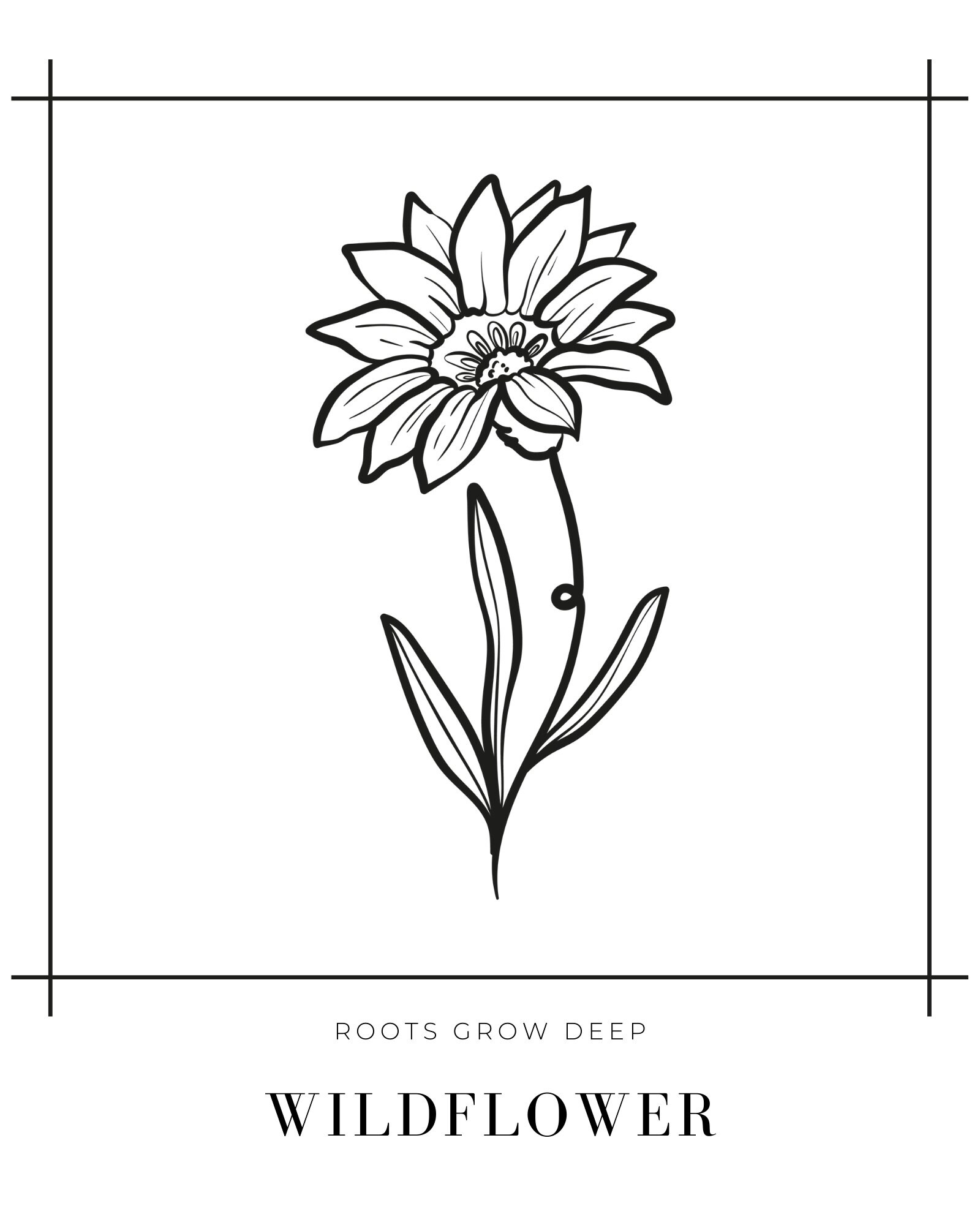 Wildflower Printable Coloring Page Etsy
