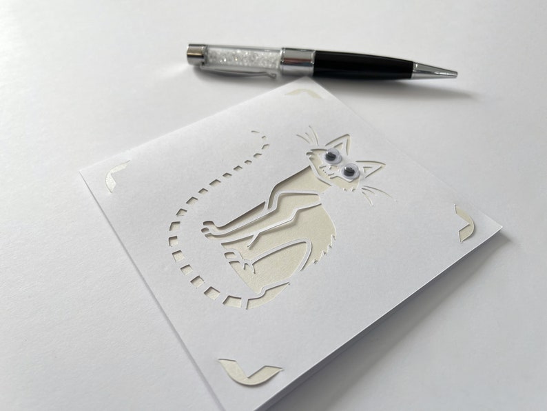 Blank Thank You Card, Champagne Shimmering Cat Googly Eye Cards, Funny ...