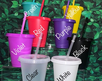 Vaso en blanco de 16 oz / Vaso con paja / Vaso reutilizable / Tazas frías