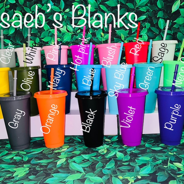 Cold Cups| Cup with Straw| Reusable Blank Cup Cup| Venti Cold Cups | Reusable Coffee Cup | 24oz Coffee Cup