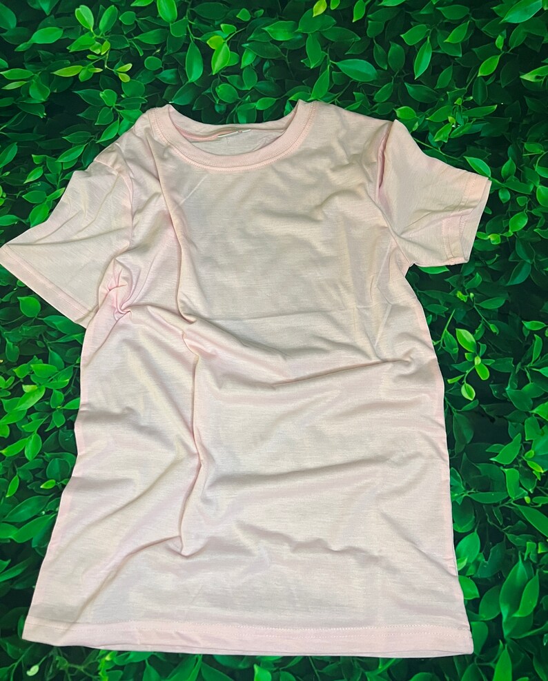 Op de afbeelding: Een effen, lichtroze T-shirt met korte mouwen en een ronde hals.