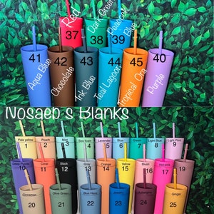 Blank 16 oz Pastel Colored Acrylic Tumbler/ Tumbler with Straw/ Matted Colored Acrylic Tumbler/ Gifts/ Vinyl