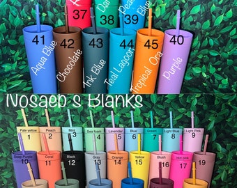 Blank 16 oz Pastel Colored Acrylic Tumbler/ Tumbler with Straw/ Matted Colored Acrylic Tumbler/ Gifts/ Vinyl