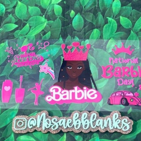 Black Barbie | Black Girl Magic UV DTF Wrap | DTF Cup Wrap | 16oz Cup Wrap |Black Girl | Barbie