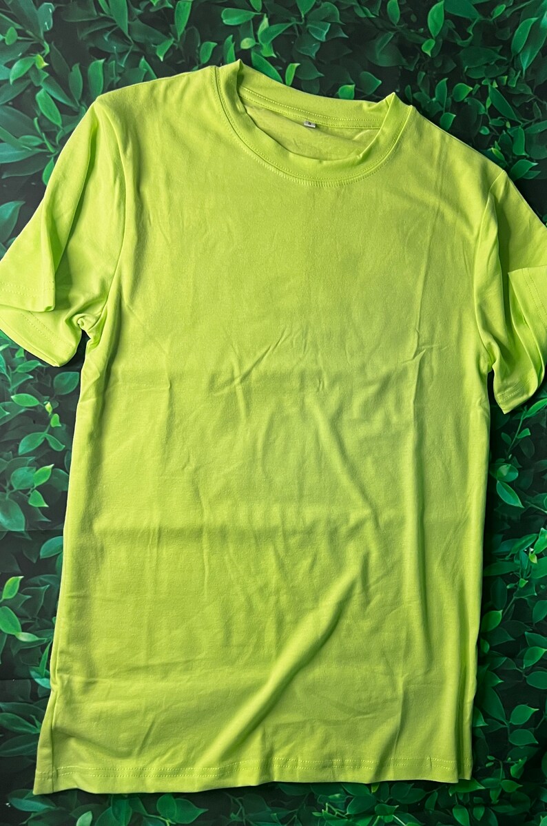 Puede incluir: Una camiseta de manga corta de color verde brillante hecha de una tela suave y c&oacute;moda. La camiseta es lisa y tiene cuello redondo.