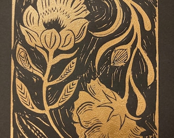 Gold Flowers Print