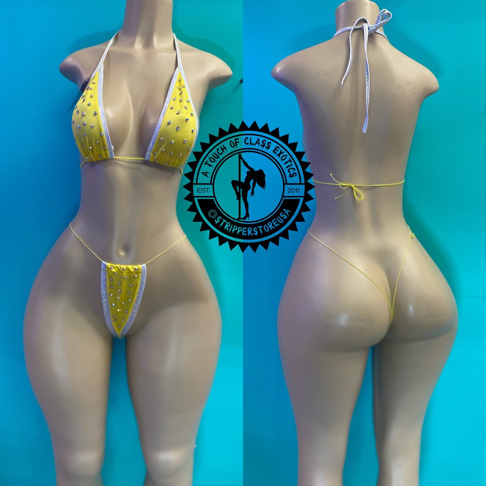 2pc Yellow Stripper Outfit Stripper Wear Exotic Dancewear - Etsy