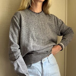 Maglione in cotone Eddie Bauer, maglia girocollo vintage grigio mélange e marrone, pullover da uomo, maglione in cotone oversize