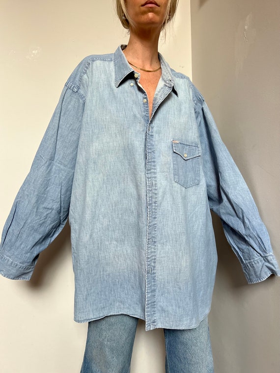 Vtg Ralph Lauren Denim Long Sleeve Button Up, Vin… - image 8