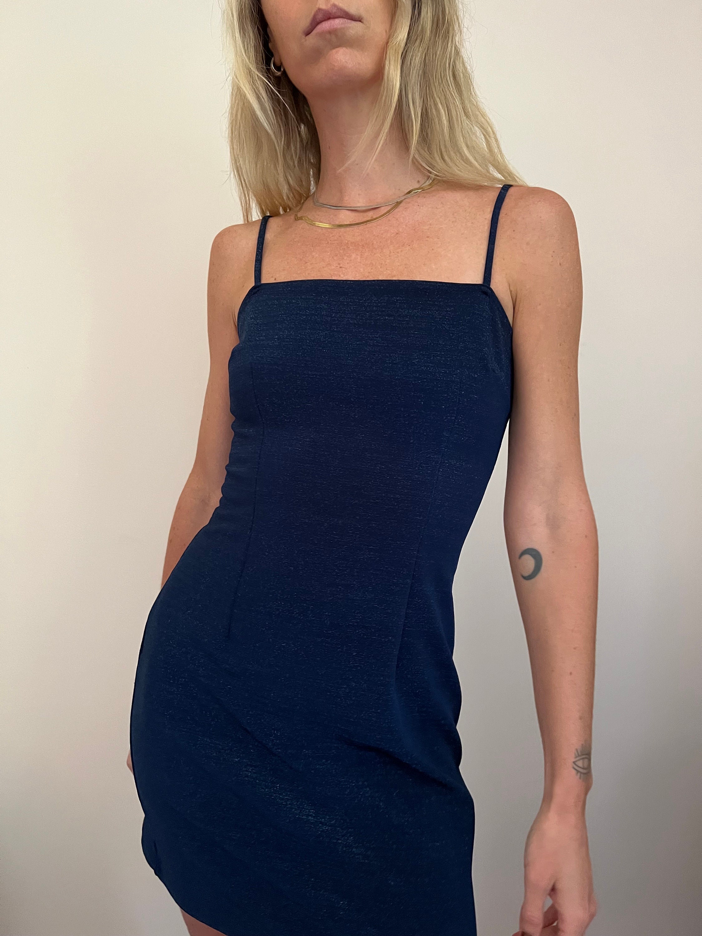 ◆BADBLOOD◆ Vintage Logo Spaghetti String Mini Dress Navy w Vintage Logo Spaghetti String Mini Dress-Black – BADBLOOD TAIWAN