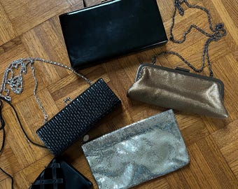 Vintage Formelle Mini Geldbörse, Silber und Kupfer Kettenhemd Kupplung, Mini schwarze Samt Geldbörse, Silber Bronze Schwarz Geldbörse, Microbag, Crossbody