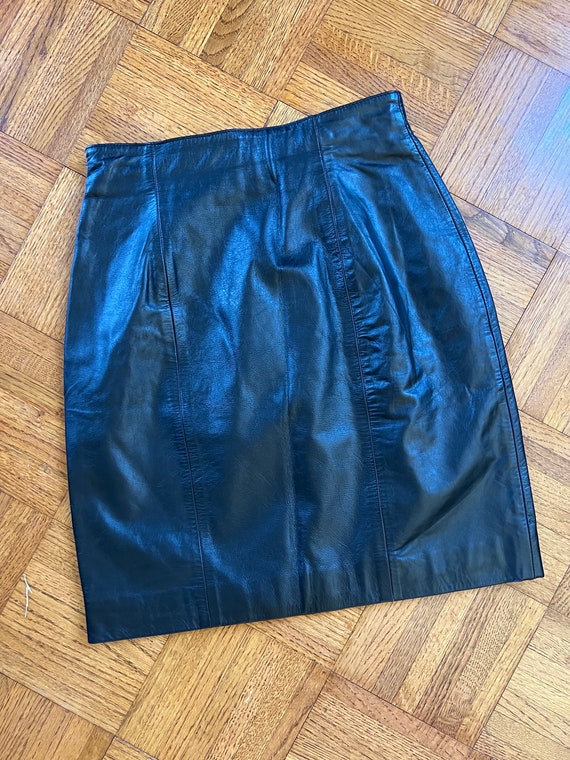 Vtg Leather Mini Skirt, Vintage Y2K Black Mini Sk… - image 5