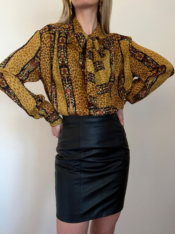 Vtg Leather Mini Skirt, Vintage Y2K Black Mini Sk… - image 4