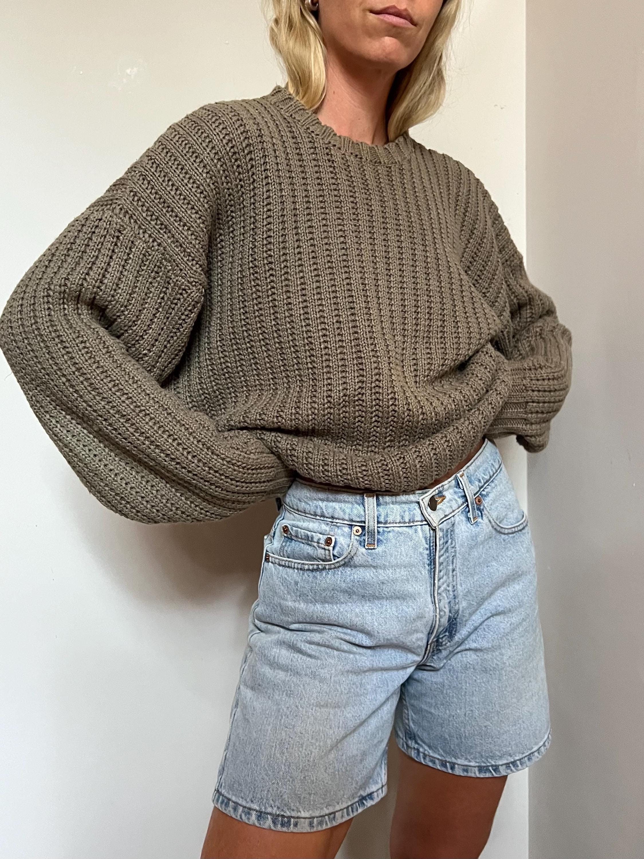 予約販売 Green Olive GAP 90s Vtg Chunky Vintage Sweater, Ramie Cotton トップス