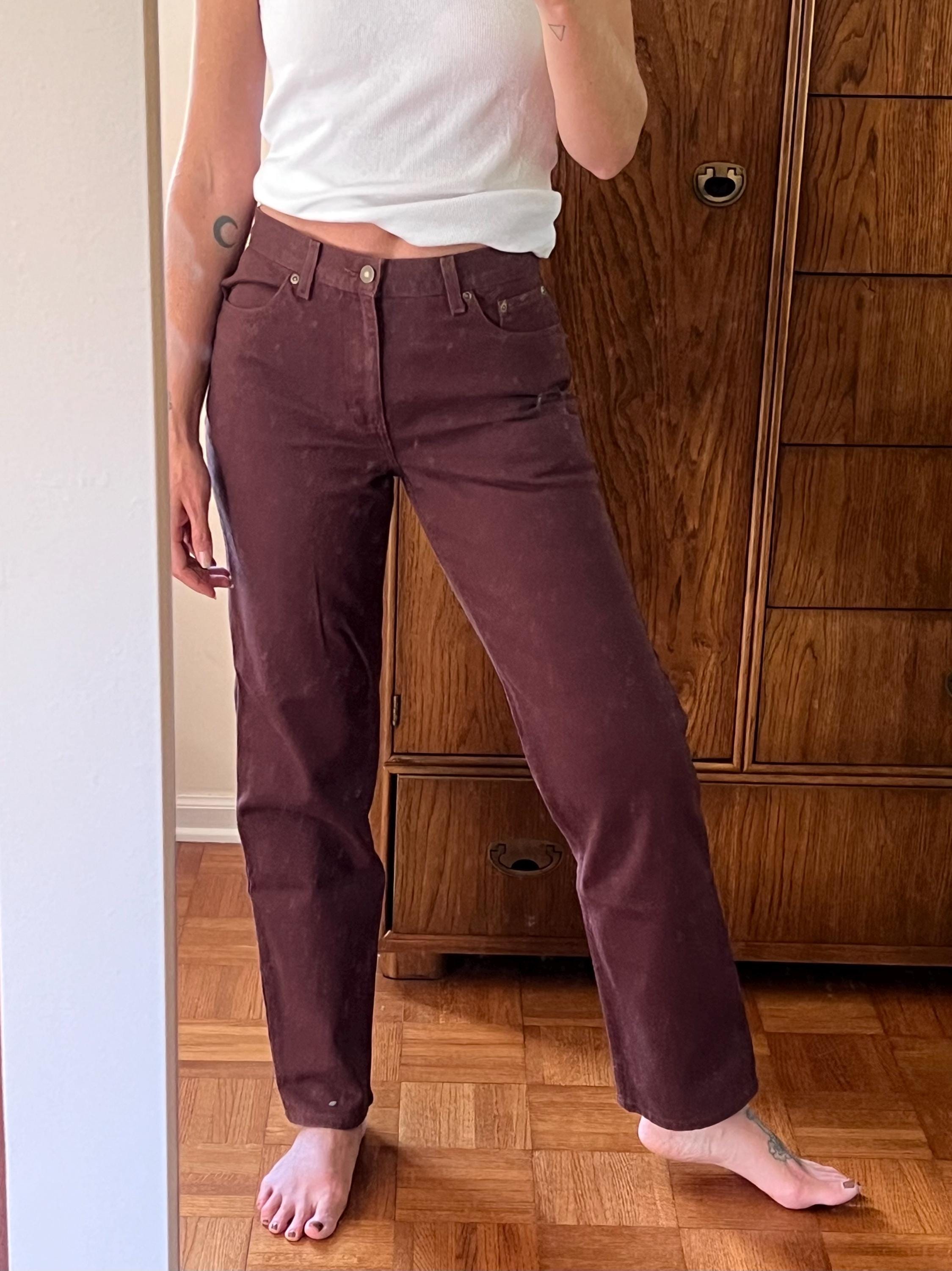 [送料込] Vintage brown wide denim Cicy Bell Womens Baggy Barrel Horseshoe Jeans Wide Leg