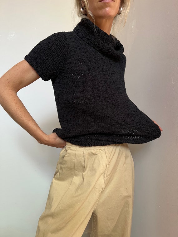 Vtg Chunky Cotton Turtleneck Knit Tee, Vintage Bl… - image 3