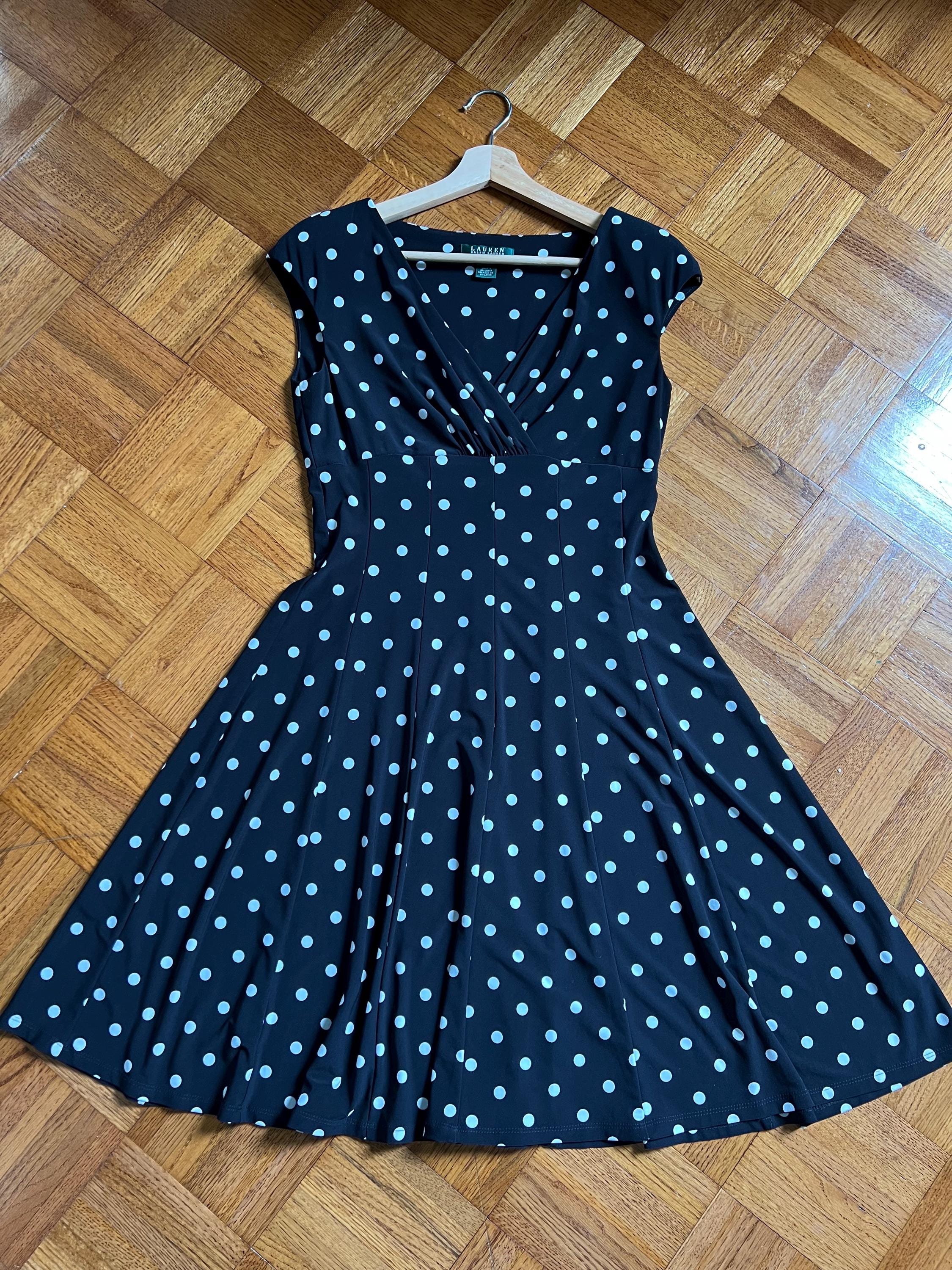 Vtg LRL Ralph Lauren Dress, Y2K Vintage Black Polka Dot Vtg LRL Ralph Lauren Dress, Y2K Vintage Black Polka Dot