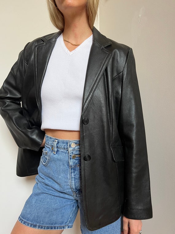 Vintage 90s MKM Designs Short Blazer Fitted Waist Half Sleeves Black Retro  1990s Jacket 